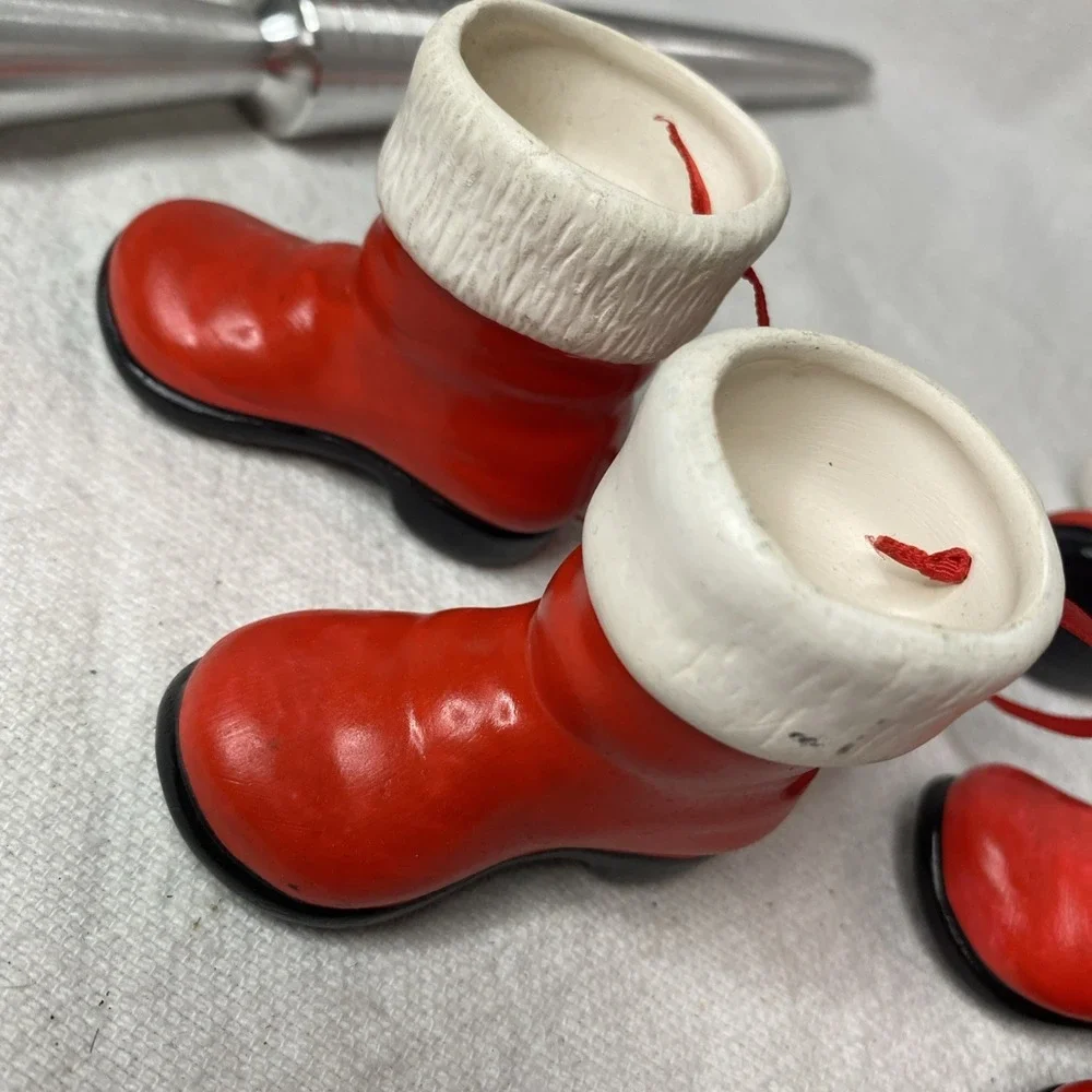 Set Of‎ 3 Kurt Adler Santa Boots Christmas Ornaments Please See Pictures